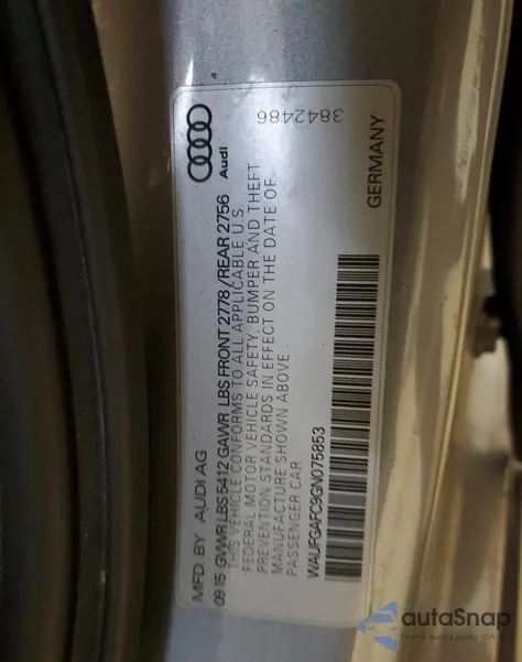 2016 Audi A6 Premium Plus z USA, uszkodzony, nr VIN WAUFGAFC9GN075853